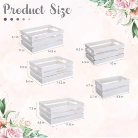 Soaoo 5 Pcs Decorative Nesting Wooden Crates for Storage Display 5 Size Large Small Rustic Wood Decorative Storage Crates with Handle Farmhouse Crate Box Container Made from Pine(Painted White)