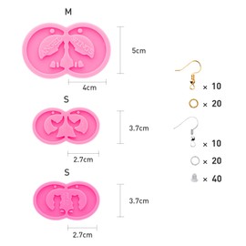 103Pcs Earring Resin Molds Kit, 3pcs Resin Silicone Molds Jewelry Epoxy Casting Molds with Earring Hooks for DIY Unique Earrings Epoxy Resin Casting Molds, Earring Jewellery Resin Craft Epoxy Mould