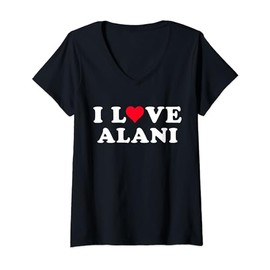 Ich liebe Alani passende Freundin & Freund Alani Name T-Shirt mit V-Ausschnitt