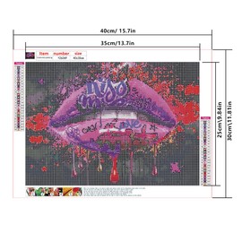 DCIDBEI Diamond Painting Lips Neon 40 x 30 cm Diamond Painting with Neon Stones Diamond Painting Adult Glitter Picture Make Yourself Adult Diamond Painting Pop Art Glitter Mosaic