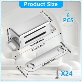 Weploda Pack of 6 Magnetic Catches, Stainless Steel Drawer Magnet, Strong Magnetic Closure, Magnets for Cabinet Doors, Cupboard Magnets, Strong Door Magnet, Balcony Door Magnet