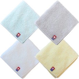 imaa Imabari Towel Certified Hand Towel, Towel Handkerchief, Made in Japan, 100% Cotton, Vacuum Compressed Pack, Assorted Plain A, 4 Pieces