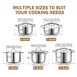 Cooks Standard Multi-Ply Clad Stainless Steel Stock Pot, 12-Quart Pasta Cooking Canning Pot with Lid, Deep Stockpot Large Soup Pot Induction Cookware, Silver