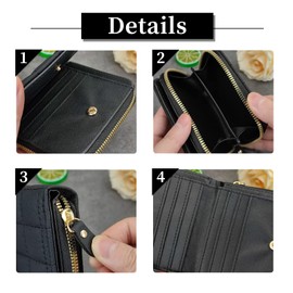 WisePoint Women's Purse, PU Leather Wallet with Zip, Lady Credit Card Holder with Multiple Card Slots and Compartments, Plain Wallet for Women, Girls, black, Minimalist