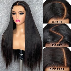 JKD 13x6 Lace Front Wigs Human Hair Pre Plucked 200% Density Straight HD Lace Front Wigs Human Hair Straight Wigs Human Hair Natural Black Lace Frontal Wigs Human Hair for Women 28 Inch