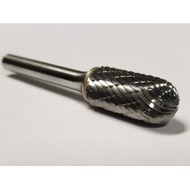 Titan TB19378 Solid Carbide Bur, Double Cut, Cylindrical Ball Nose, 1/2" Size, 1/4" Shank Diameter, 2-3/4" Overall Length, 1/2" Diameter, 1" Length of Cut, SC-5