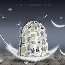 Beabes Cactus Drawstring Backpack - Floral Hand Drawn Summer Tropical Style Cacti Green Plants Art Nature Sport Gym Sack Drawstring Bag for Men Women