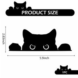 Ferianl Peeking Sneaky Cat Sticker, Strong Adhesive Vinyl Waterproof Sticker, Cute Black Cat Pattern Decals for Vehicles, Car decoration accessories for Car Window Laptop (Black)