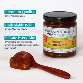Terrapin Ridge Farms Mango Habanero Gourmet Jam - Sweet Mango & Fiery Habanero Blend - Perfect as a Glaze for Meats, Appetizers, and More - 10.5 oz Jar (Pack of 2)