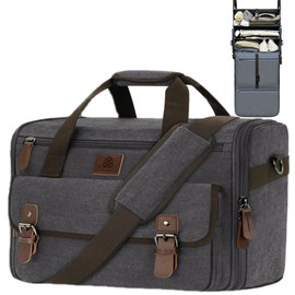 Densata Duffle Bag for Men,2-in-1 Hanging Canvas Mens Travel Bag,Duffle Bag for Travel With 3 Shelves, Ideal as an Carry-On Bag,Weekender Bag,Overnight Bag