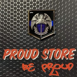 Saint Michael Thin Blue LINE Police Chrome Metallic Domed Decal Emblem 3D 2"x 2.25" St Michael Protect Us, Police, Thin Blue Line