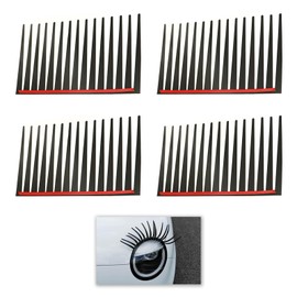 4 Pcs 3D Car Eyelashes Stickers, Cars Eyelash for Headlight Decoration Sticker, Car-Styling Decorative Sticker with Fun Long Eyelashes Design, Perfect for Personalize Your Vehicle (Black)
