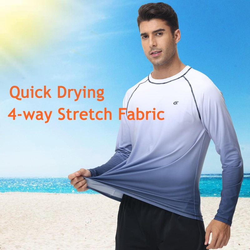Huayuzh Rashguard UV Shirt Men's Long-Sleeved Swimming T-Shirt Quick-Drying Breathable