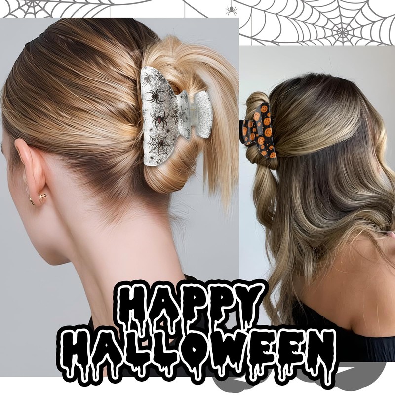 Halloween Hair Claw Clip for Women with Glitter Finish 3.4”