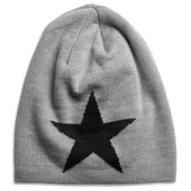 Womens Star Slouch Winter Beanie MU118, Farbe:hell grau;Mode Größe:One Size