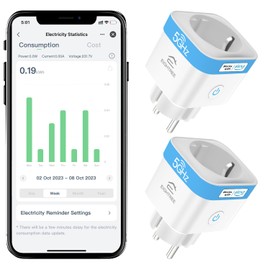 EIGHTREE WLAN Smart Socket 2.4 GHz & 5 GHz, Smart Home WiFi Socket Compatible with Alexa/Google Home/SmartThings, Power Consumption Measurement, Schedule, App Remote Control, 16 A (Pack of 2)