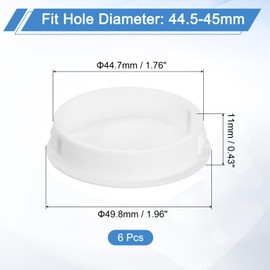 uxcell 6Pcs 45mm(1-3/4") Nylon Hole Plugs, Flush Type Panel Round Snap in Fastener Knockout Locking Plugs for Furniture Insert End Caps Panels, White