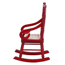Dollhouse Rocking Chair, 1:12 Dollhouse Miniature Furniture Wooden Rocking Chair for Dolls House Accessories Decor Toys(Red)