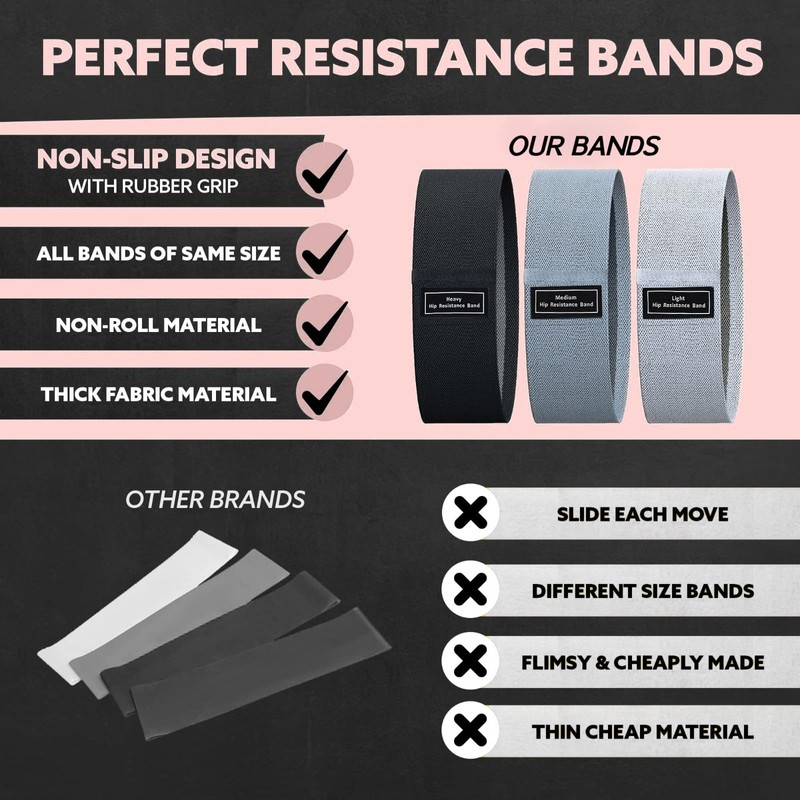Resistance Bands for Legs and Butt, Fabric Exercise Loop Bands