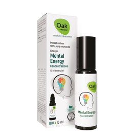 Oak Organic Mental Energy Roll-On 10 ml für Energie, Konzentration, Studio - Mischung aus 10 ätherischen Ölen Bio & Vegan