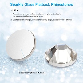 Crystal Rhinestones Glass Gems for Craft and Nail Art, Round Flat Back Bedazzling Diamond Stones Jewels Need Glue Fix, Crystal 4.6-4.8mm(SS20) 1440pcs
