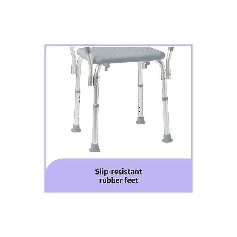 Medline Bath Bench Shower Seat with Padded Armrests, Ideal for