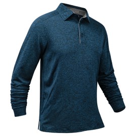 Derminpro Men’s Performance Polo Shirts Big & Tall Long Sleeve Fast Dry Breathable Golf T-Shirts Dark Navy XX-Large