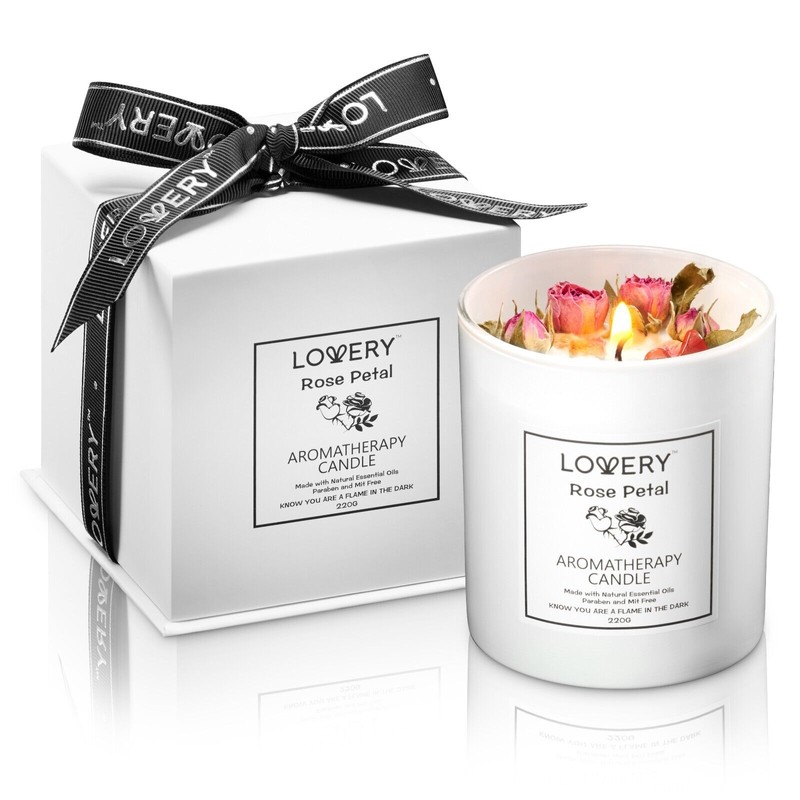 Lovery Rose Home Candle, 8oz Luxury Aromatherapy Scented Candle Gift