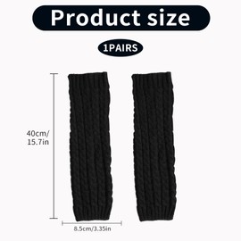 Ycfish 1 Pairs Leg Warmers, Black Leg Warmers, Leg Warmers Ladies Cream Leg Warmers Chunky Cable Knit Leg Warmers for 80s Party Yoga Dance Skating