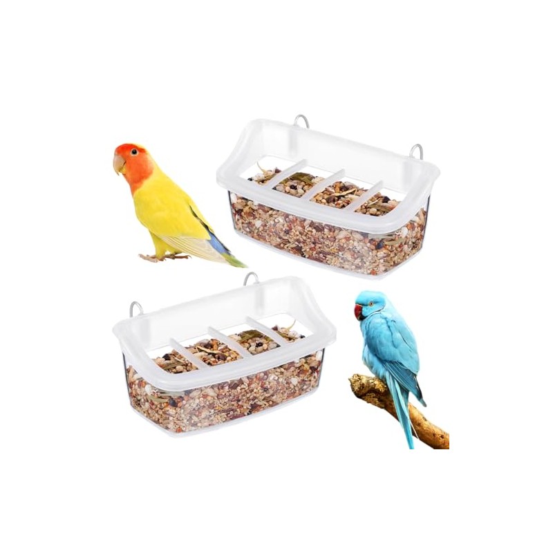2 comederos de plástico para Loros, Transparentes para Colgar, para