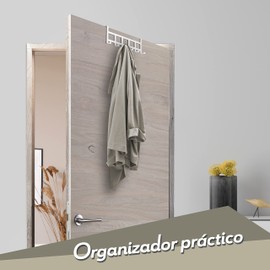 Menz Premium Perchero de Puerta: Barra Blanca para Colgar con Almohadillas Antideslizantes y Protectoras de Fieltro - Práctico Colgador de Puerta Door Hook Rail White 36 mm ES