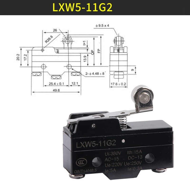 Boxonly 250V Microswitch LXW5-11G2 Limit Switch Quick-Acting Button Microswitch Limit