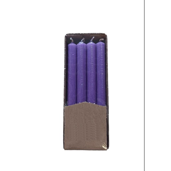 Cylindrical Candles Full Colour Diameter 1.8 cm Pack of 12 - Purple