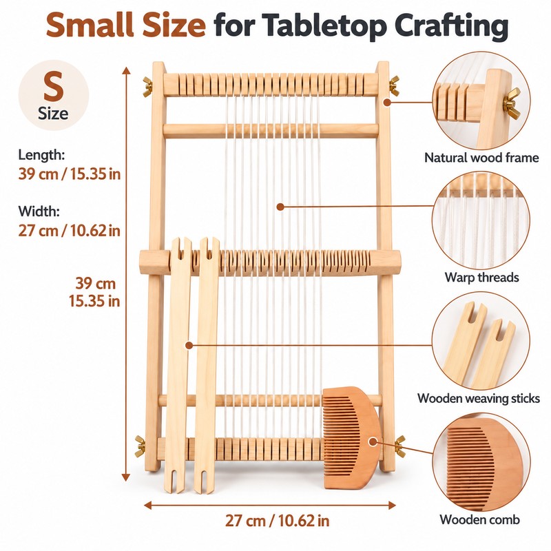 Wooden Weaving Loom for Tapestry Crafts – 19.68 x 15.35