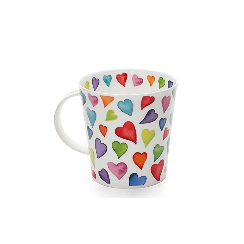 Dunoon, "Bone China"-Porzellan-Tasse, "Herz"-Design, Rauchquarz