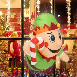 DearSun 6FT Christmas Inflatables Shivering Snowman Inflatable Outdoor Indoor Decorations, Animated Shaking Snowman Inflatable with Build-in LED Lights Blow Up Yard Party Decoration