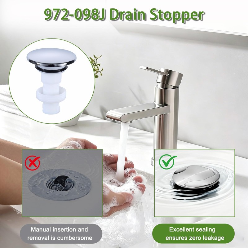 972-098J Plumbing-Equipment Chrome Drain Sink Stopper, Drain Sink Plug Part