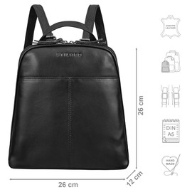 STILORD 'Nayla' Small Leather Backpack Women's Genuine Leather Daypack Women's Backpack Small Daypack Elegant City Backpack Vintage Backpacks Leather with Anti-Theft Compartment, black, S