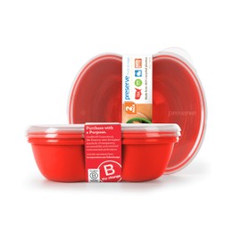 Preserve Food Storage Sandwich Container, Poppy Red, 25 oz., Set of 2