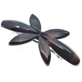 Camila Paris CP2426 French Hair Barrettes Clips for Girls Flower, Tortoise, Automatic Clasp Strong Hold Grip Hair Clips for Women, No Slip and Durable Styling Girls Hair Accessories, Made in France