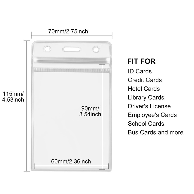 5 Pack ID Card Holders with 5 Pack Retractable Badge