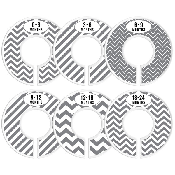 Baby Closet Size Dividers, Dark Gray, Set of 6 Organizers,