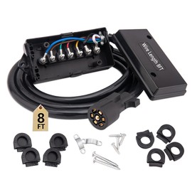 Trailer Wiring Harness,7 Pin Trailer Plug,7 Way Trailer Wire,with Box,Designed for RV Trailers, caravans, Food Vans and Other Towed Vehicles (8 Feet)