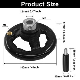 HARSKIYER Round Hand Wheel, 4 Inch Diameter Plastic Crank Handle with 1/2 Inch Bore, Revolving Knob for Milling Machines, Drill Presses, Lathes, Industrial Equipment