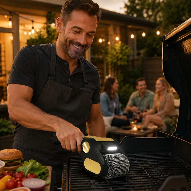Rechargeable Electric Grill Brush for BBQ Cleaning – Bristle-Free Stainless