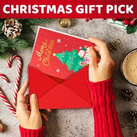 HAPPYPOP Christmas Gifts for Kids - Red Christmas Stocking Stuffers Xmas Goat Socks 7-9 Years Old with Greeting Card