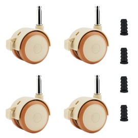 Swivel Castors with Brake, Furniture Castors Small Hard Floor Castors, 4 Swivel Castors for Cots Double Castors with Brake Rubber Castors, No Noise Castors 50 mm Furniture Castors for Children's