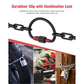 Combination Locks, Heavy Duty Carabiner Clips, Ultra Large D-Shaped Code Combo Lock for Looped Bike Security Cable Lock, Helmet Lock, Bike Lock, Fence Lock, Travel Case Lock (1, Red)