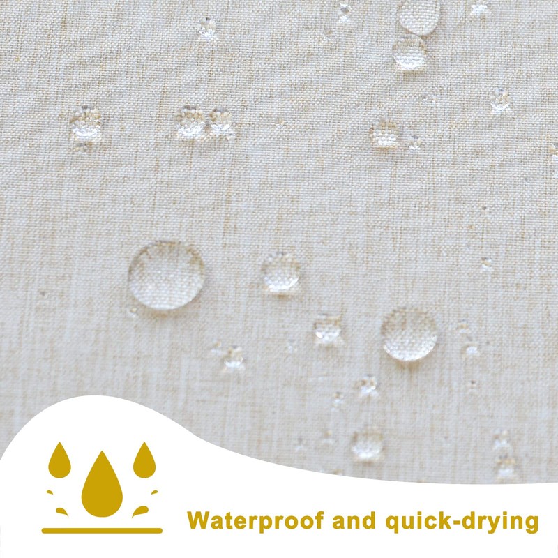 YISURE No Hook Shower Curtain Linen Style, Beige Heavy Duty
