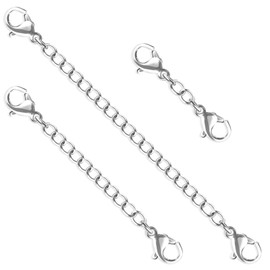 YHTCC Necklace Extender,3 Pcs Stainless Steel Silver Necklace Extender,Fine Chain Extender for Jewelry Making,Suitable for Necklaces,Suspenders,Bracelets,Anklets and Other Jewelry Making